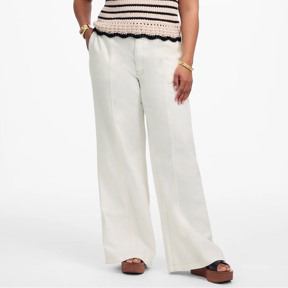 MADEWELL Wide Leg Sweep Trouser Jeans Size 33 Tile White Airy Denim Preppy Boho